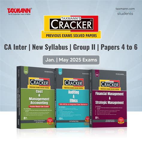 Buy Taxmann's CRACKER COMBO for CA Inter | New Syllabus | Jan./May 2025 ...