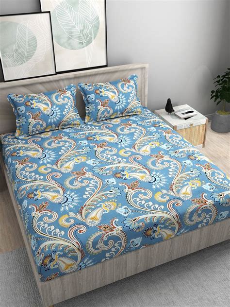 Buy DECOMIZER 300 TC Cotton Feel Glace Cotton Elastic Fitted Printed ...