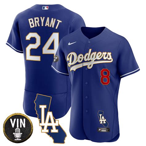 Men’s Kobe Bryant Los Angeles Dodgers California Patch Gold Trim Flex ...