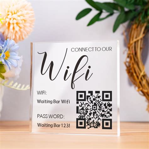 Wifi Acrylic Block, Business Wifi Sign, Wifi QR Code Sign, Wifi Password Sign, Scanable QR Code ...
