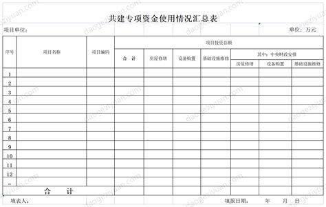 专项资金使用情况汇总表.xls-EXCEL模板-道格资源