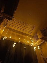 fizzytech 12 Stars LED Plastic Corded Electric Curtain String Lights ...