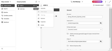 Edit, duplicate, or remove an output preset | Adobe Experience Manager