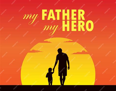 Premium Vector | A poster for my father my hero with the sun behind it.