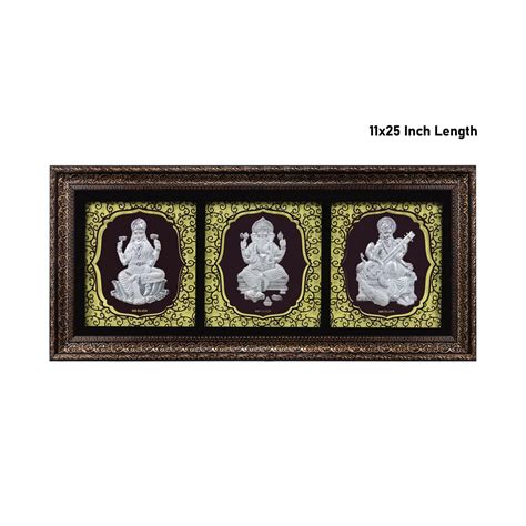 Giri - Ganesha Lakshmi Saraswathi | Silver Ganesha Frame | Deity Photo ...