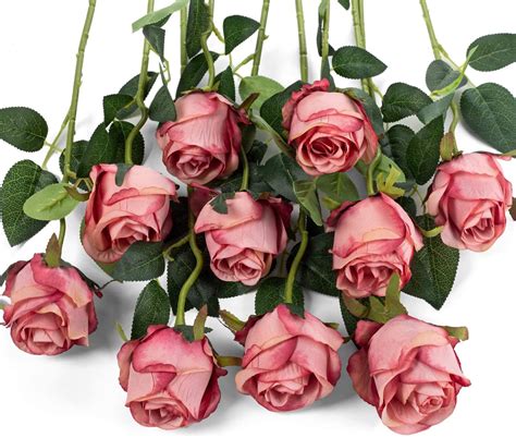 Artificial Rose Flowers Long Stem Fake Silk Roses for DIY Wedding ...