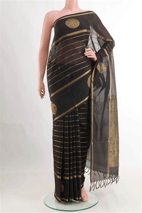Black Poly Cotton Saree – Nalli Silk Sarees Pvt Ltd