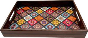 Angira handicrafts Wooden tray set of 1 with UV print|Serving Tray ...