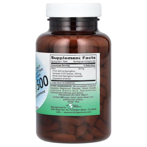WorldOrganic Buy World Organics Silica 500Mg Tabs 200 Online India | Ubuy