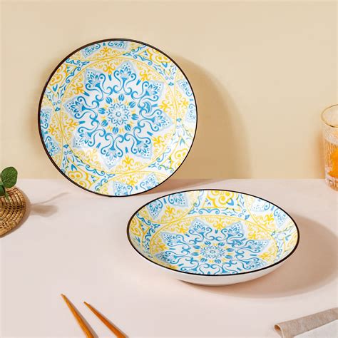 Mandala Ceramic Snack Plate Set Of 2 8 Inch Online - Premium Snack ...
