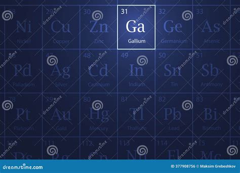 Gallium Element On The Periodic Table, With Symbol Ga Vector ...