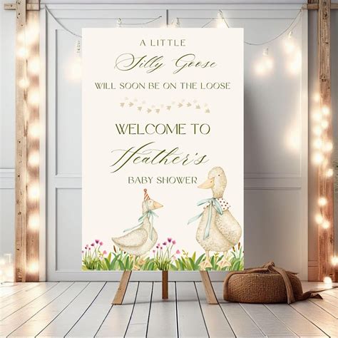Silly Goose Baby Shower Welcome Sign Goose Baby Shower Sign Coed Baby Shower Poster Baby Boy ...