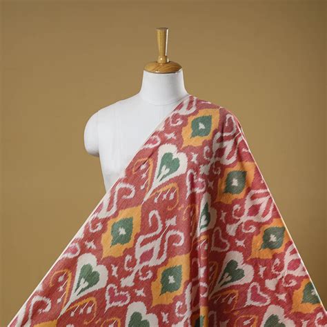 Red Cotton Central Asian Pochampally Ikat Fabric