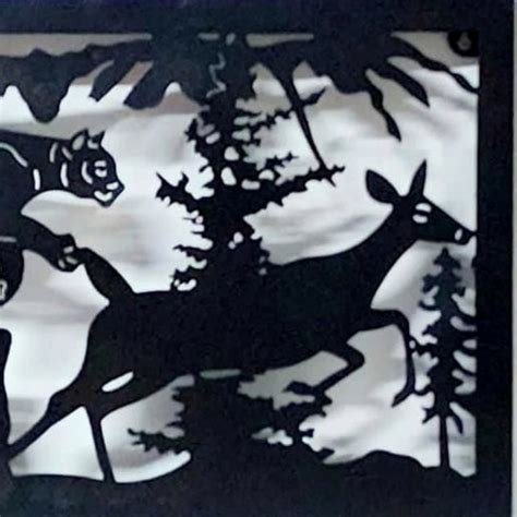 Tiger chasing Deer Laser perfection metal wall design (26 x 12 Inches ...