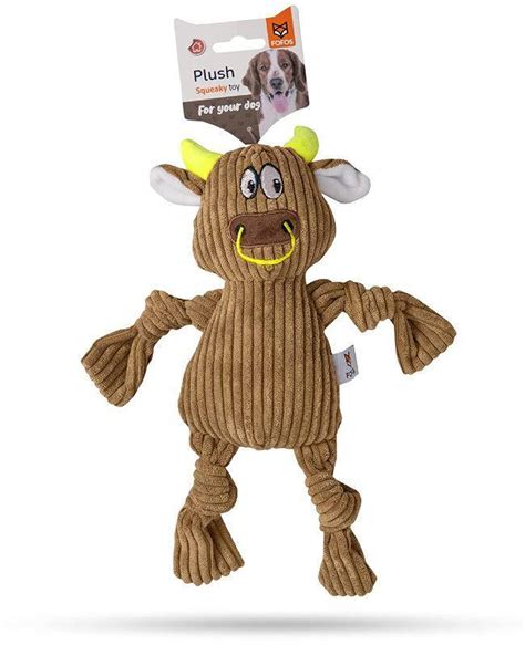 Fofos Fluffy Cow Brown Squeaky Plush Toy for Puppies and Dogs — Ofypets