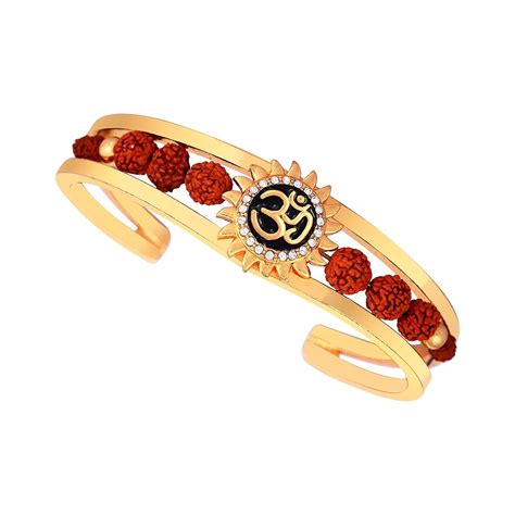 Buy MEENAZ Rudraksha Kadas American Diamond Gold Plated Meena Om Sun ...