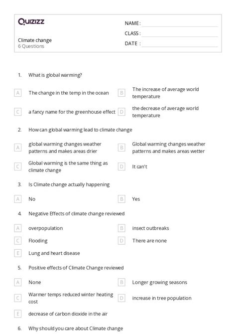 50+ world climate and climate change worksheets on Quizizz | Free ...