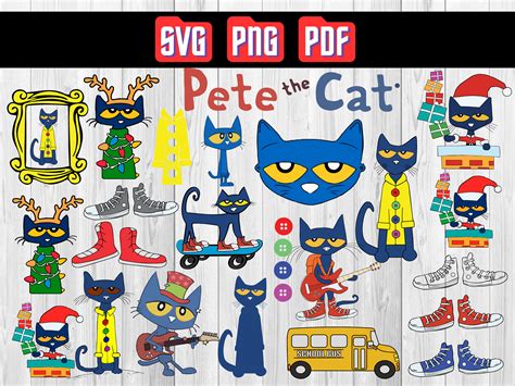 Pete the Cat Svg Pete the Cat Cricut Vector Bundle Pete - Etsy Denmark