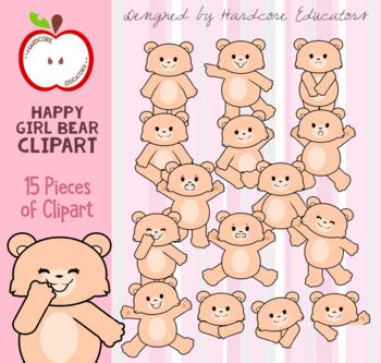 Cute Girl Bear Clipart FREEBIE by Hardcore Educators | TPT