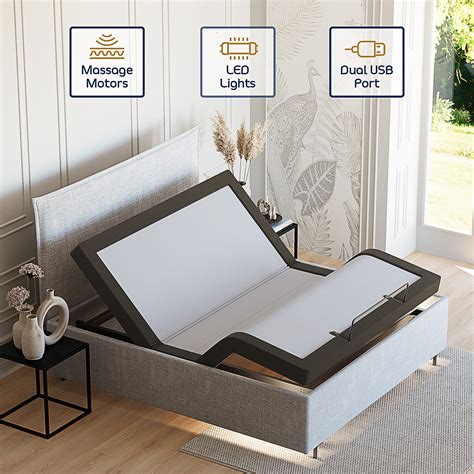 Buy Adjustable Massage Bed Frame Base & Optional Mattress, Remote, USB ...