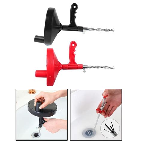 Manual Drain Snake Sink Clog Remover Hook Steel Spring Sink Pipe Bathr ...