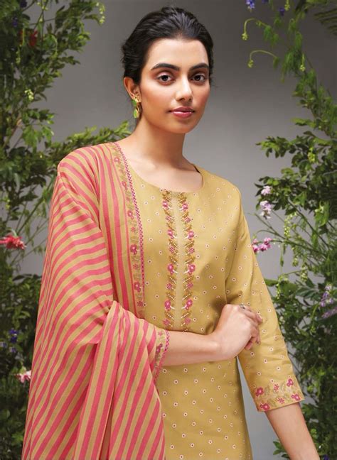 Ganga Pure Cotton Green Unstitched Suit Dress material for Women – Stilento