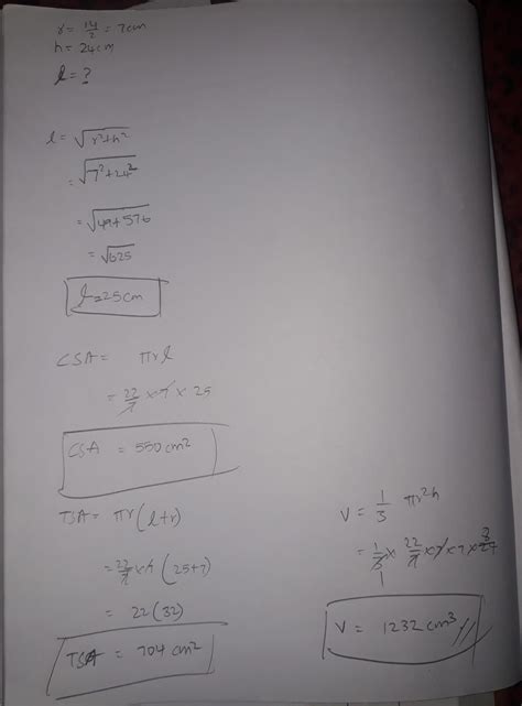 the height of a cone is 24 cm and the diameter of its base is 14 cm ...