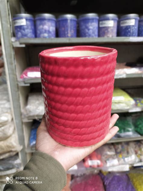 Sleek Red Ceramic Plant Pot - Contemporary Design | – ChhajedGarden.com