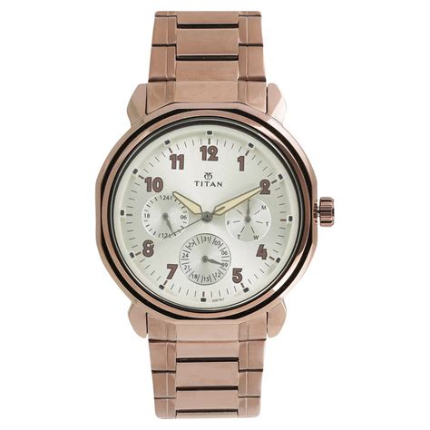 Titan Quartz Multifunction Beige Dial Stainless Steel Strap watch for ...