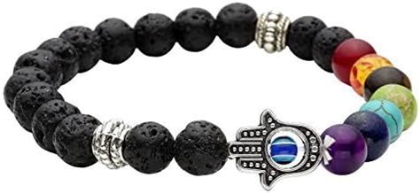 Shining Diva Fashion Natural Lava Stones Seven Chakra Evil Eye Charm ...