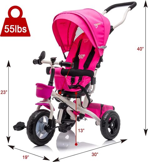 Buy POSTACK Baby Tricycle 5 in 1, Trike for Toddlers with Reverse Seat ...