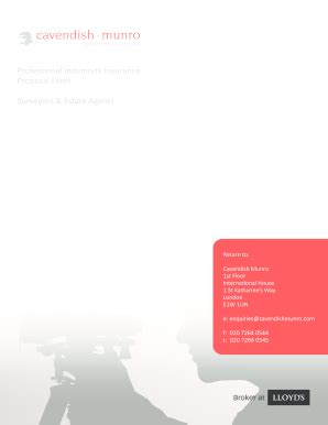 Fillable Online Surveyors Professional Indemnity Insurance - Cavendish ...