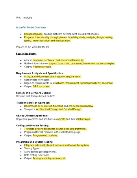 Unit 1 SE - pyq questions asked till 2023. - Unit-1 analysis Waterfall ...