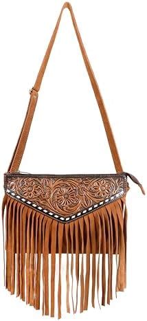 Buy LUXURIO CRAFT Handcrafted Tan Leather Fringe Shoulder Bag for Women ...