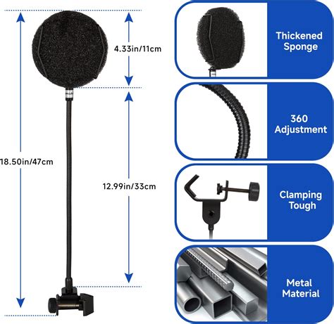 Buy Microphone Pop Filter for Blue Yeti,Blue Snowball,Hyperx Quadcast ...