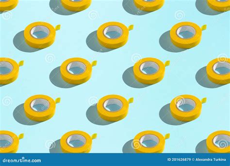 Yellow Duct Tape with Shadows on a Blue Background, Seamless Pattern ...