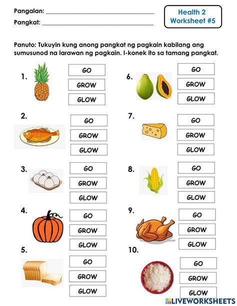 Image result for Basic Food Groups Live Worksheet