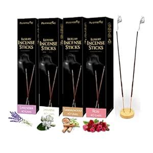 Puremazing Incense Stick|Lavender, Sandalwood, Jasmine, Pink Rose 160 ...