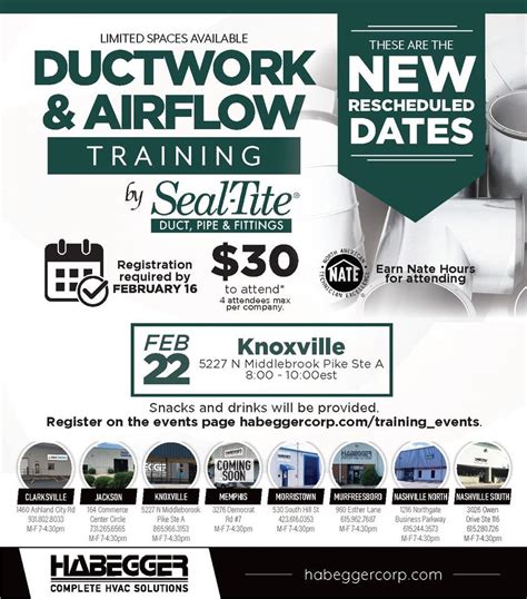 DUCTWORK & AIRFLOW CLASS by Seal-Tite - NEW DATE, Knoxville Tenn ...