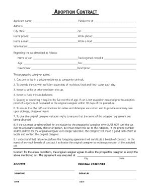 Pet Adoption Form Template Pdf | pdfFiller