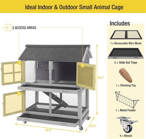Buy Aivituvin [Upgrade Version] Rabbit Hutch Bunny Hutch, Rabbit Cage with Two No Leak Trays ...