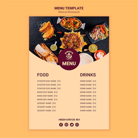 Mexican traditional dishes restaurant menu template | Free PSD