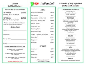 Fillable Online Italian Deli Cold Cut Platter Order Fax Email Print ...