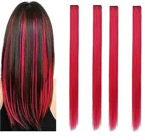 Verbier Set Of 4 Pcs Clip In Color Highlight Hair Streak Extension For ...