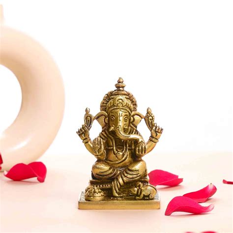 Brass Superfine Lord Ganesha Idol (4 Inch) – Vedansh Craft