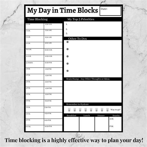 Image result for Time Block Daily Printable