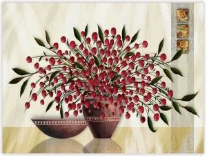 Red Flower bouquet Sparkle Coated Self Adesive Poster Without Frame ...