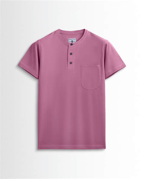Pure Cotton Henley Pocket T shirts (Bubble Gum Pink) – Pitshirts