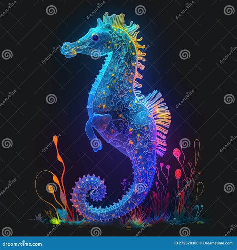 Colorful Seahorse in Neon Colors. Pop Style Art Stock Illustration ...