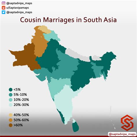 Cousin Marriages by subdivisions, South Asia : r/MapPorn